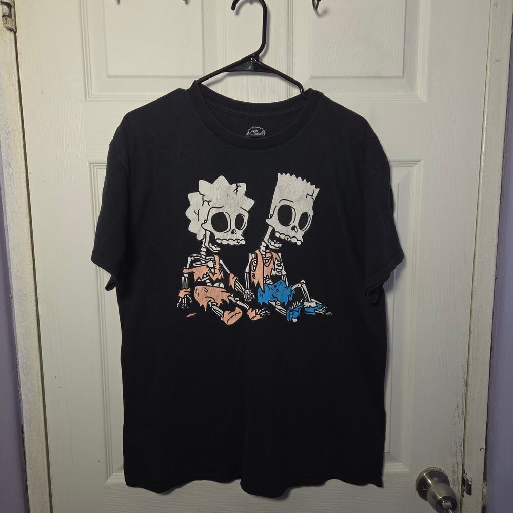 The Simpsons Bart & Lisa Skeleton Graphic T-Shirt Black Size L